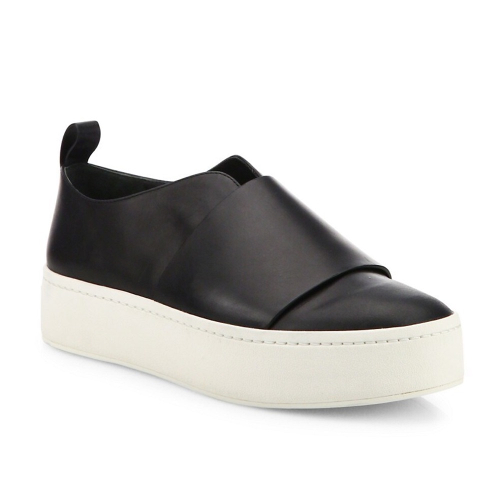 Vince Leather Slip On Platform Sneakers Sz 7.5